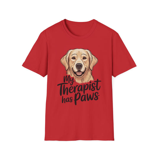 My Therapist Has Paws T-Shirt — Golden Retriever Dog Lover Tee