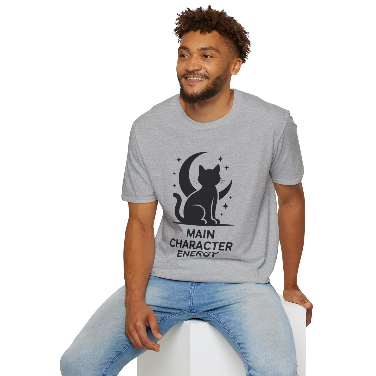 Cat Moon T‑Shirt - "Main Character Energy" Graphic Tee