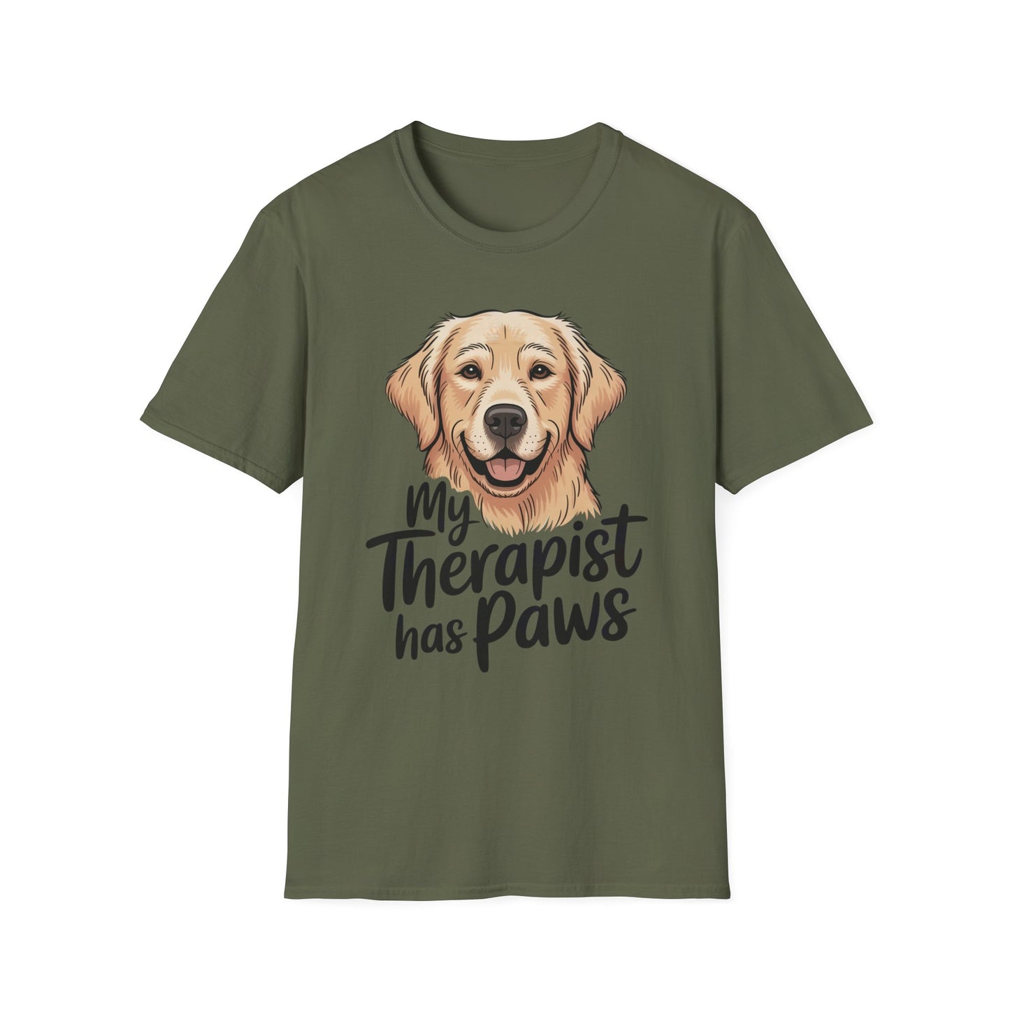 My Therapist Has Paws T-Shirt — Golden Retriever Dog Lover Tee