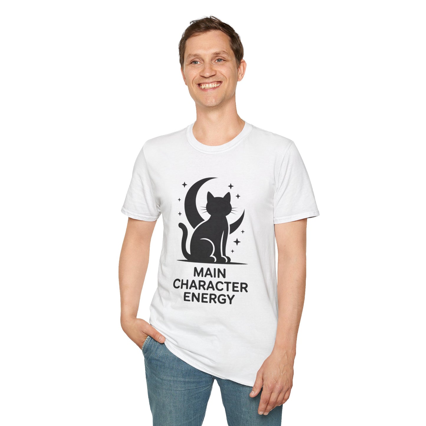 Cat Moon T‑Shirt - "Main Character Energy" Graphic Tee