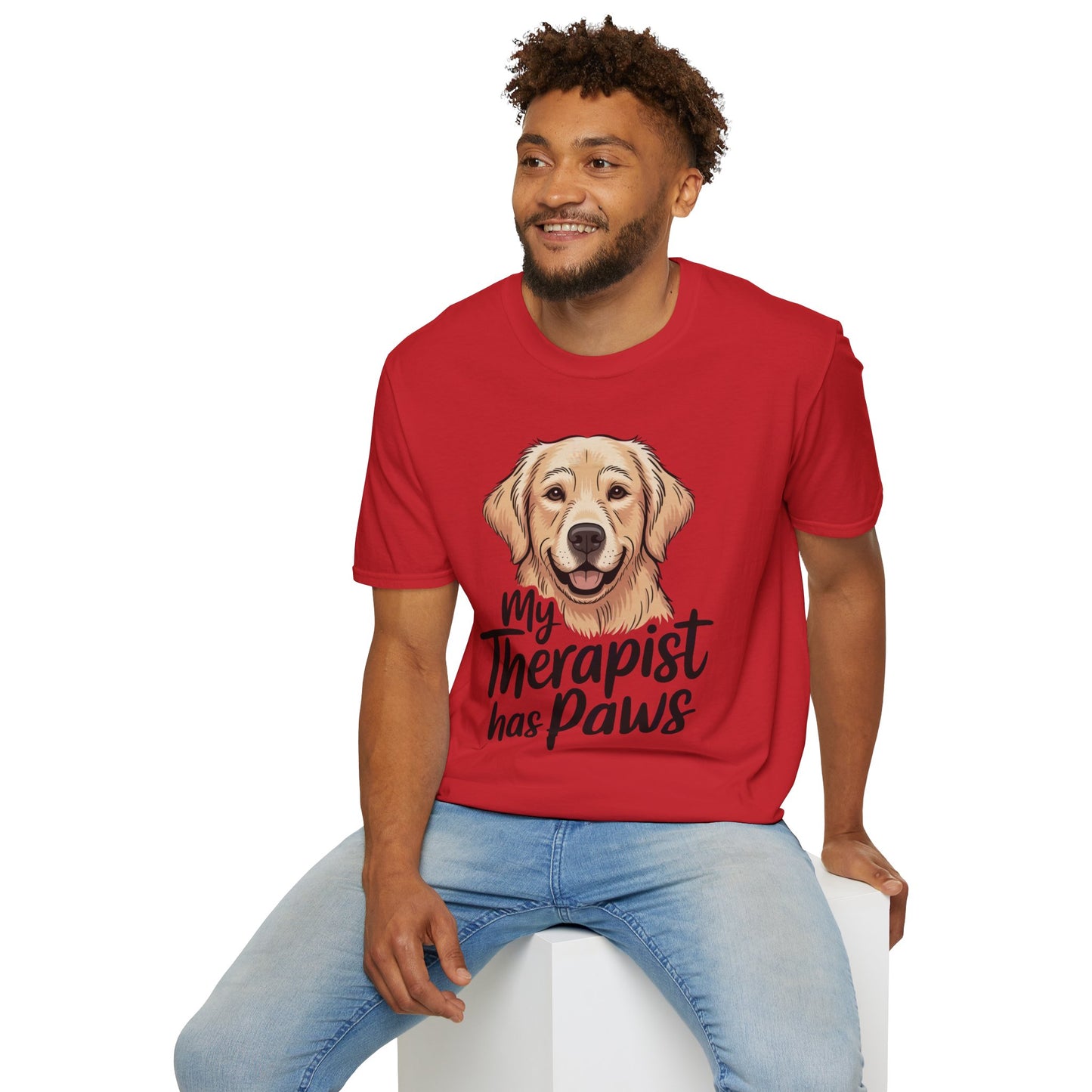 My Therapist Has Paws T-Shirt — Golden Retriever Dog Lover Tee