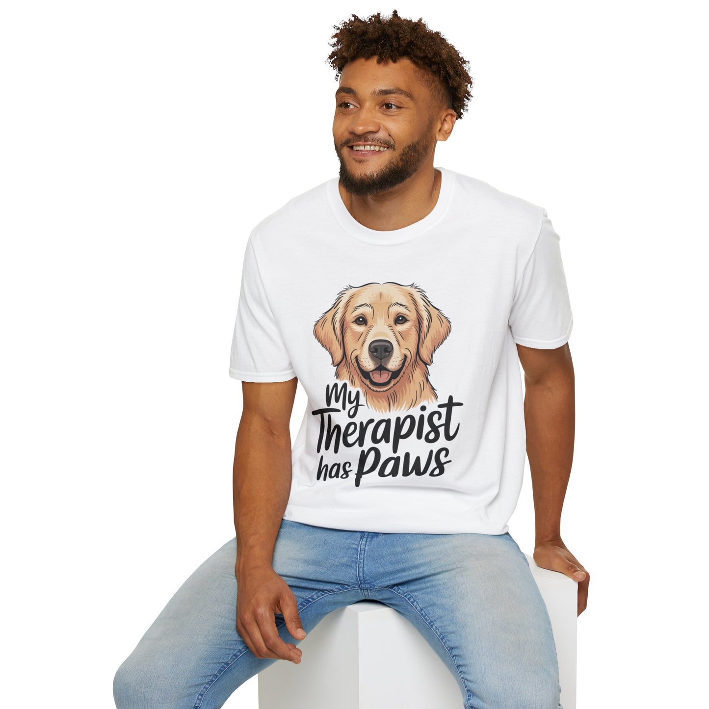 My Therapist Has Paws T-Shirt — Golden Retriever Dog Lover Tee