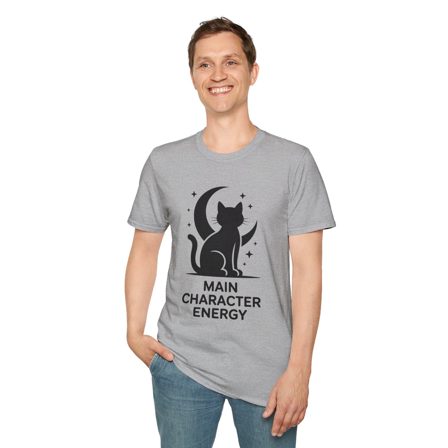 Cat Moon T‑Shirt - "Main Character Energy" Graphic Tee
