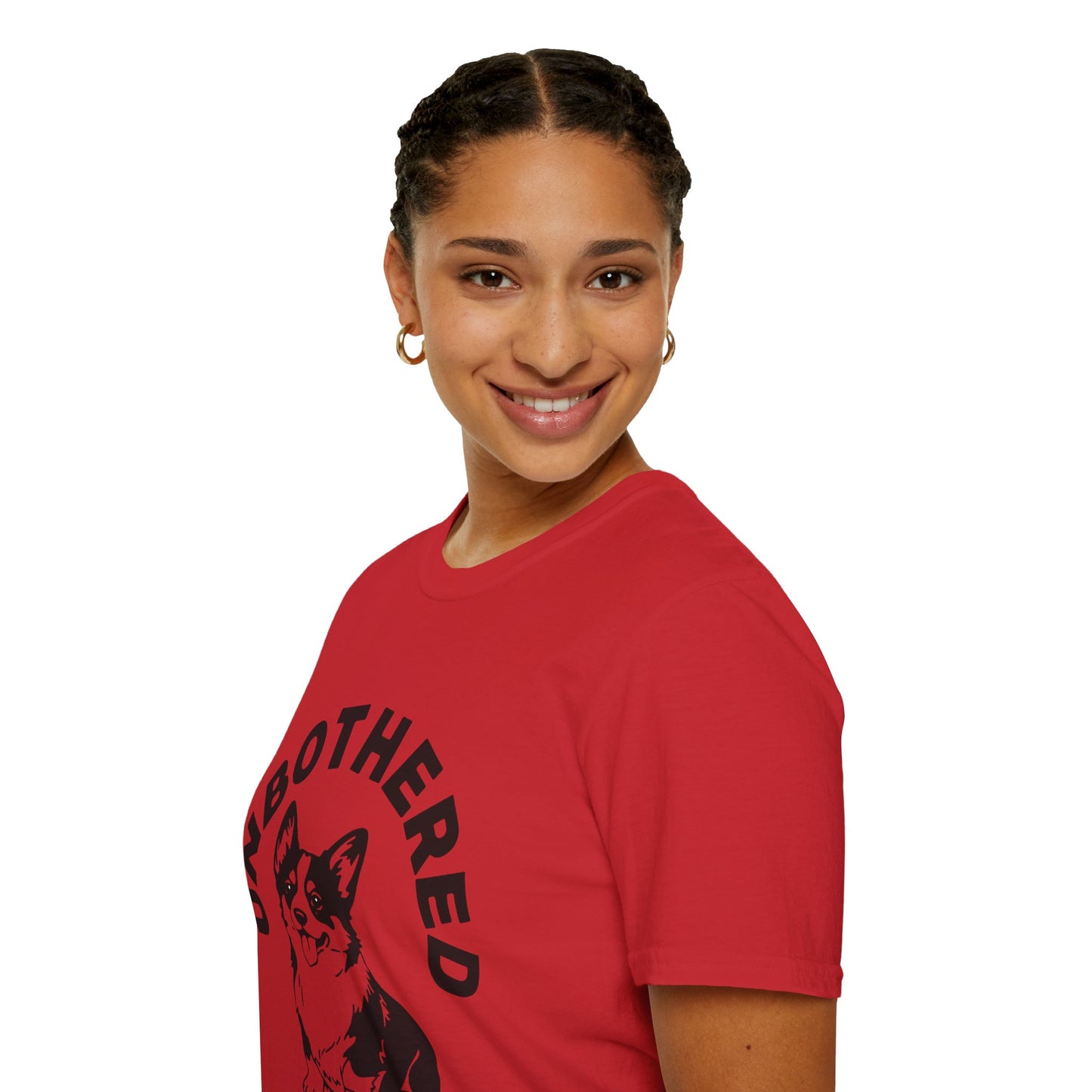 Unbothered Corgi T-Shirt — Cute Graphic Tee with 'UNBOTHERED' Text