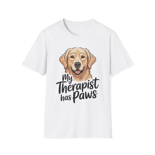 My Therapist Has Paws T-Shirt — Golden Retriever Dog Lover Tee