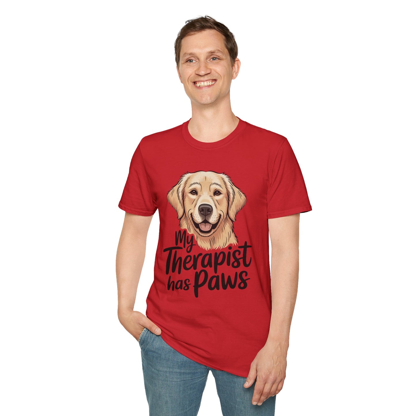 My Therapist Has Paws T-Shirt — Golden Retriever Dog Lover Tee
