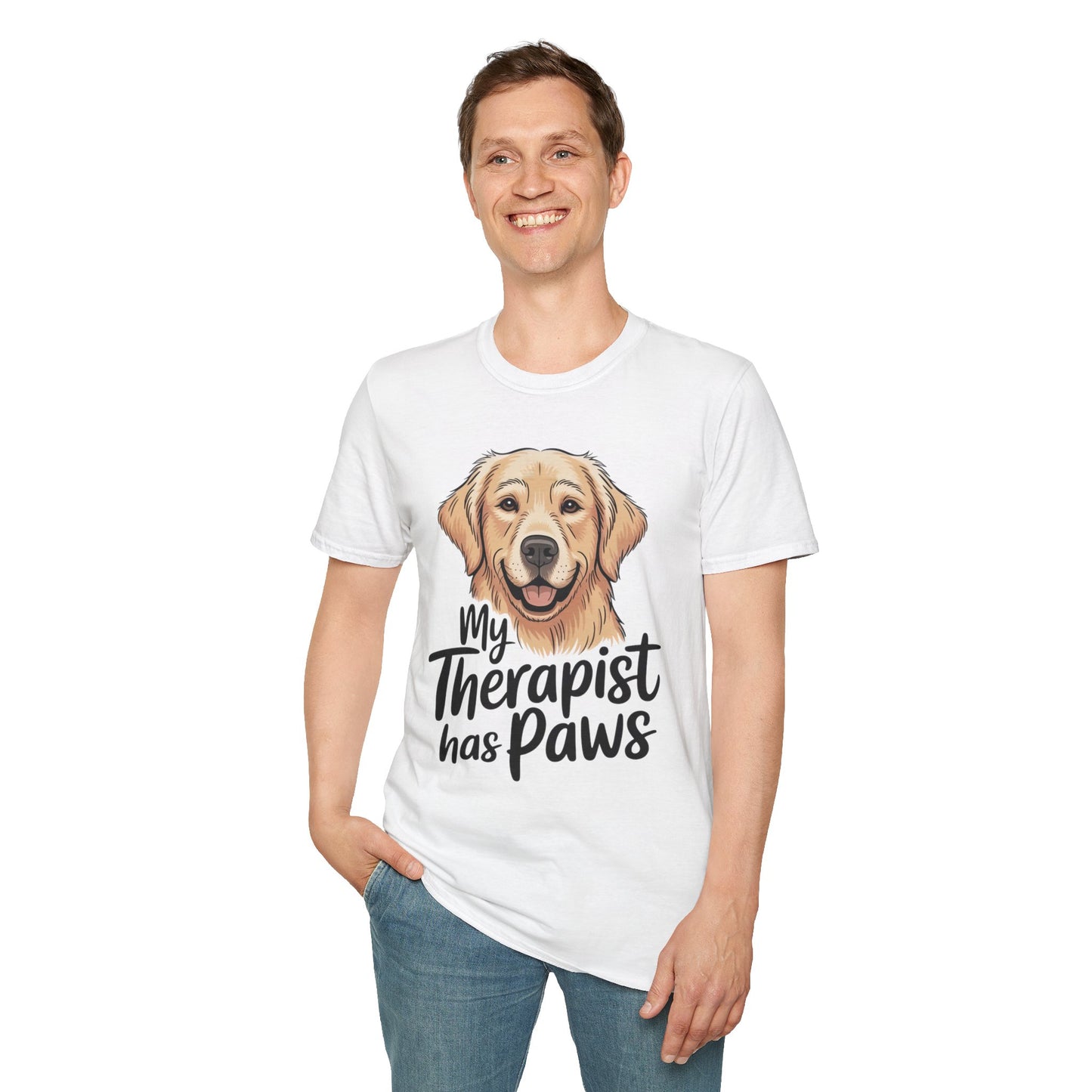 My Therapist Has Paws T-Shirt — Golden Retriever Dog Lover Tee