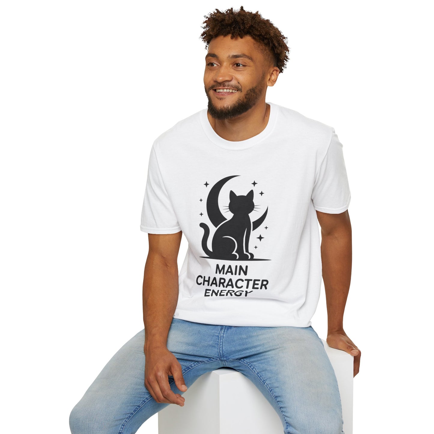 Cat Moon T‑Shirt - "Main Character Energy" Graphic Tee