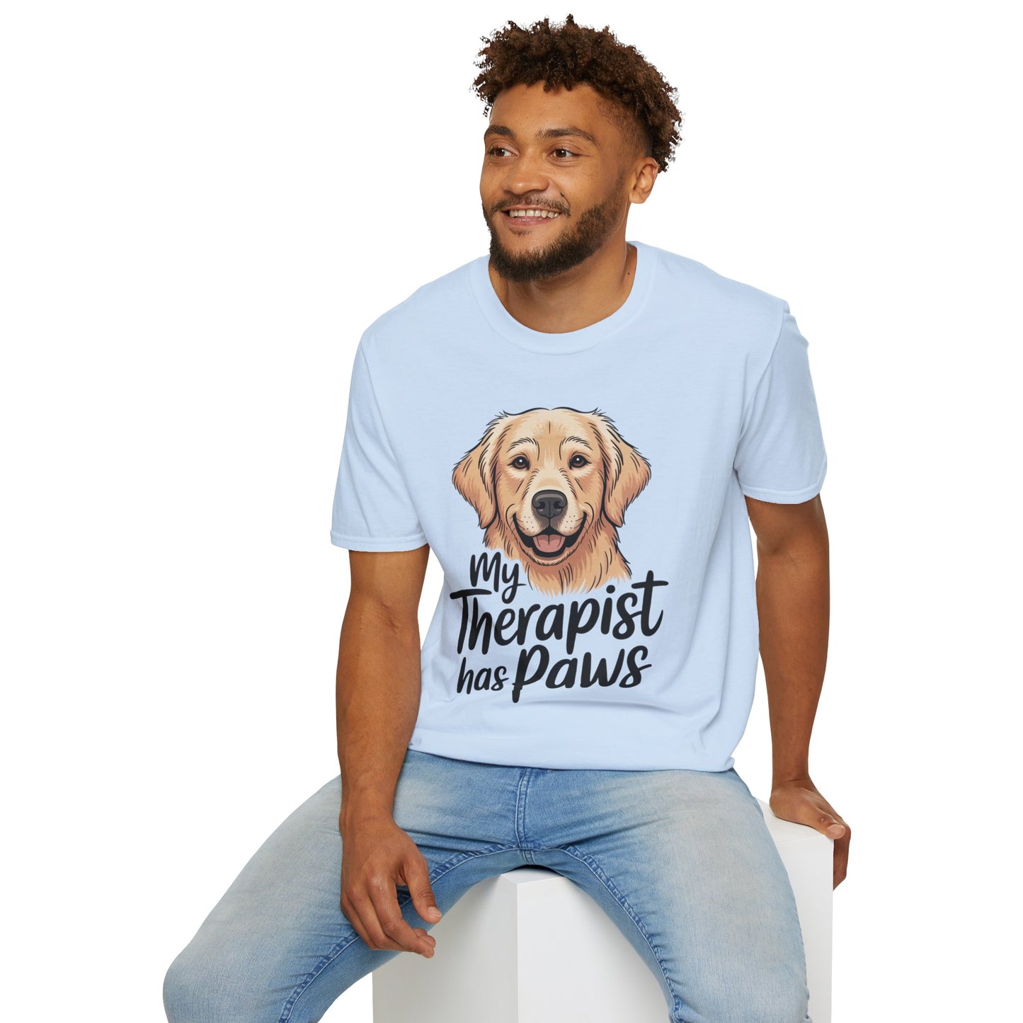 My Therapist Has Paws T-Shirt — Golden Retriever Dog Lover Tee