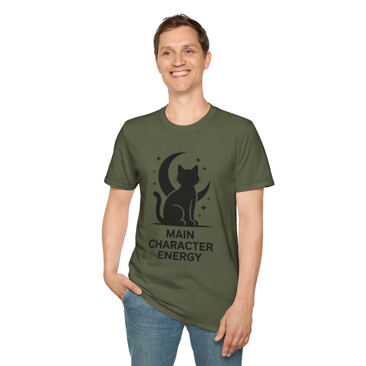 Cat Moon T‑Shirt - "Main Character Energy" Graphic Tee