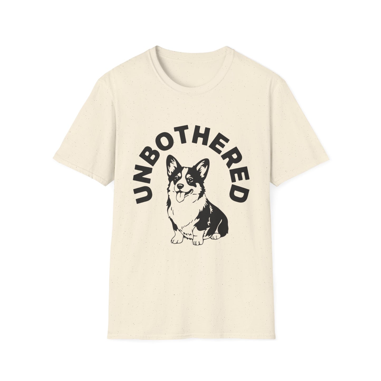 Unbothered Corgi T-Shirt — Cute Graphic Tee with 'UNBOTHERED' Text