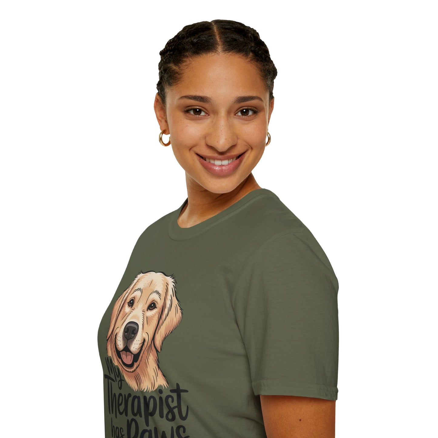 My Therapist Has Paws T-Shirt — Golden Retriever Dog Lover Tee