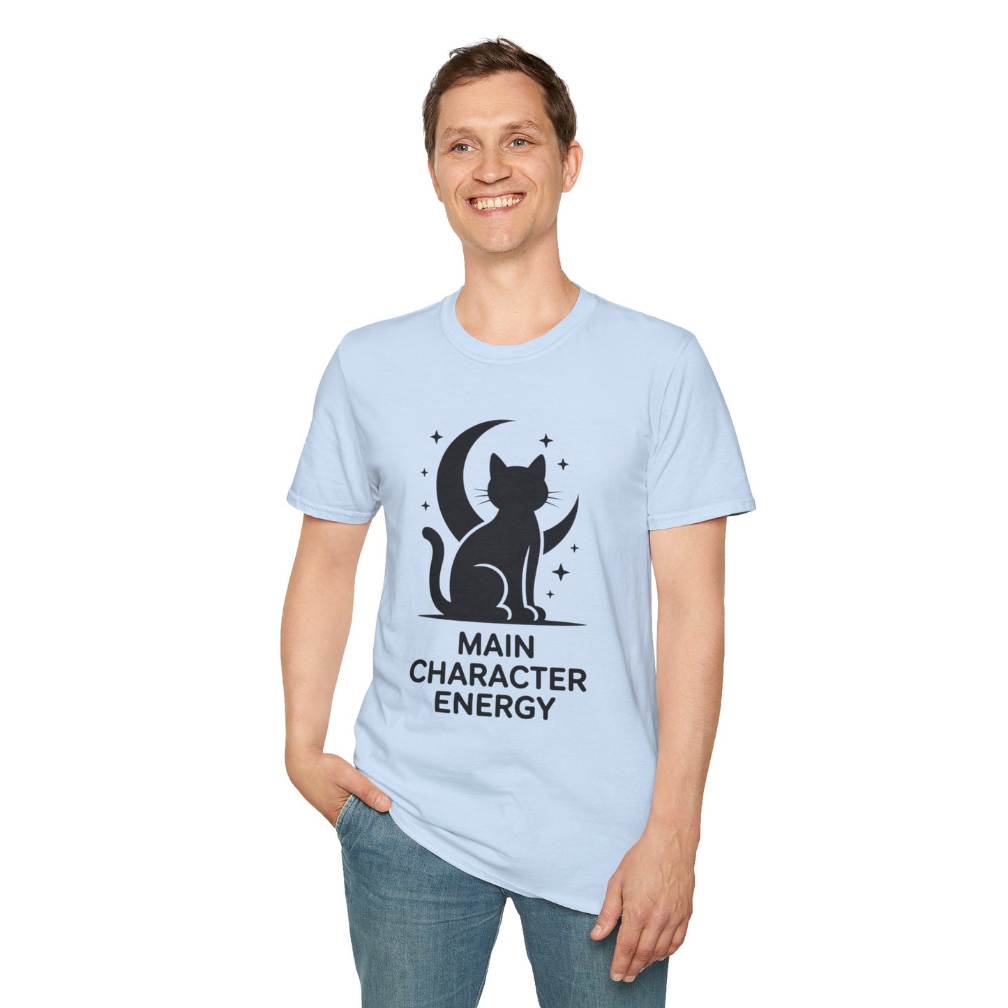 Cat Moon T‑Shirt - "Main Character Energy" Graphic Tee