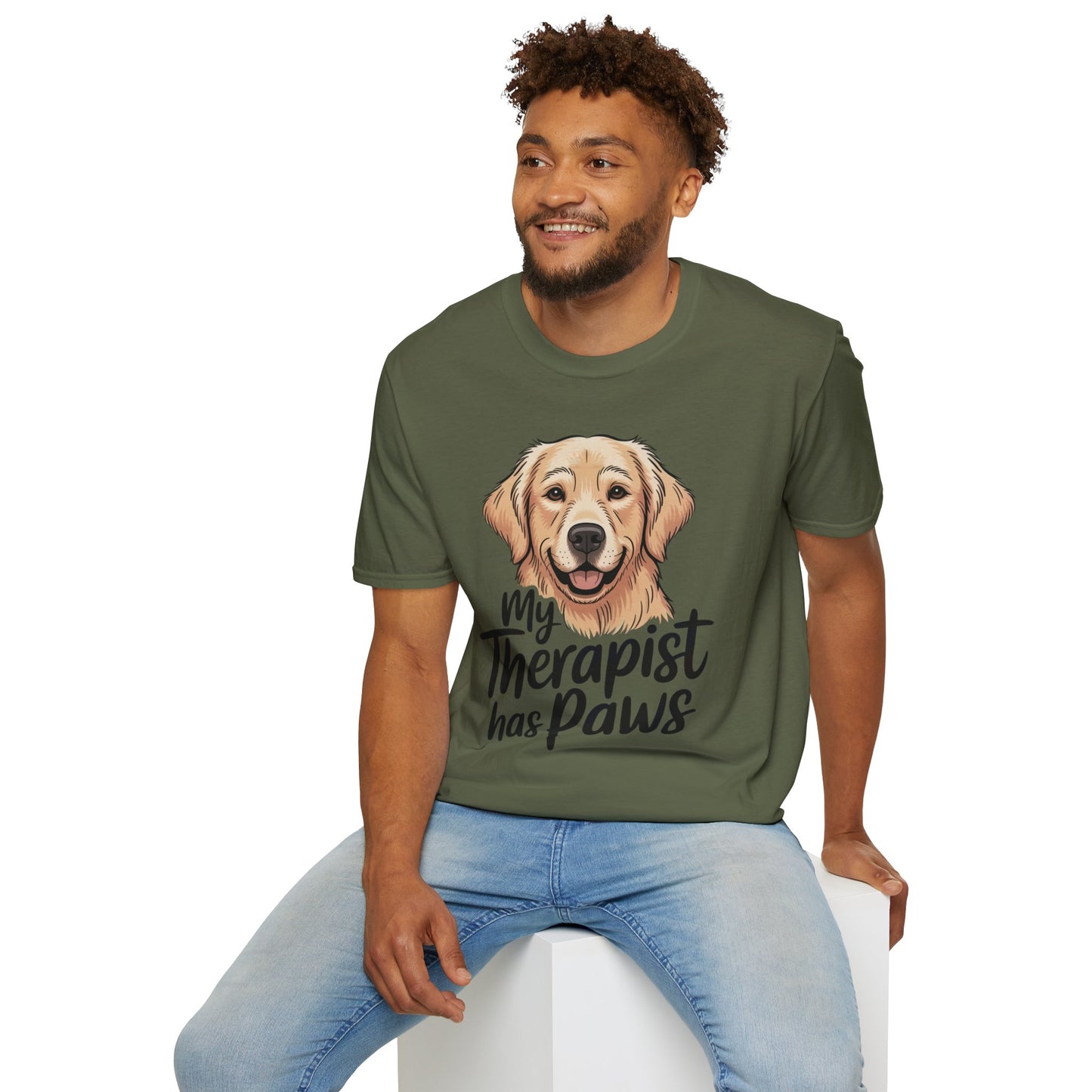 My Therapist Has Paws T-Shirt — Golden Retriever Dog Lover Tee