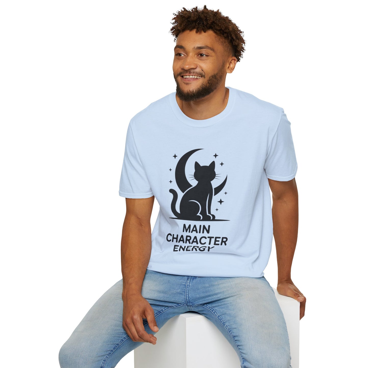 Cat Moon T‑Shirt - "Main Character Energy" Graphic Tee