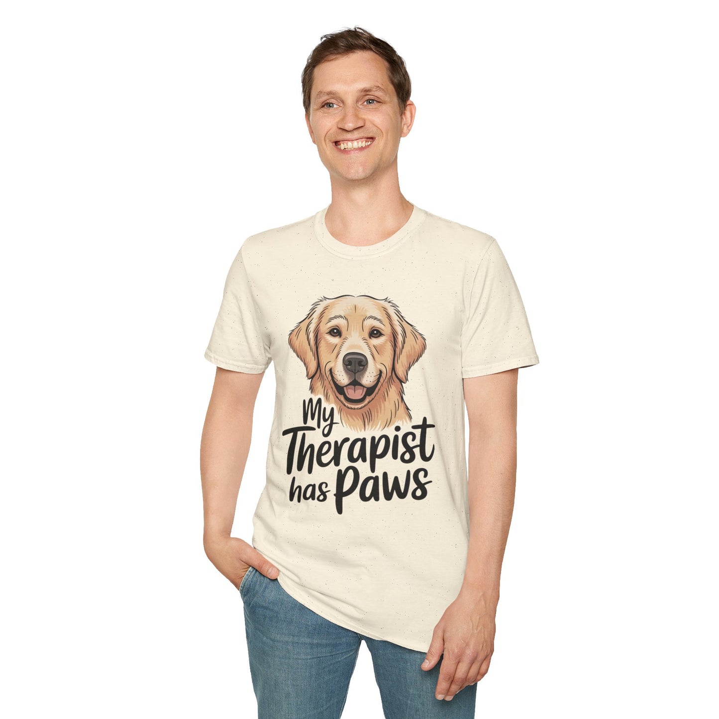 My Therapist Has Paws T-Shirt — Golden Retriever Dog Lover Tee
