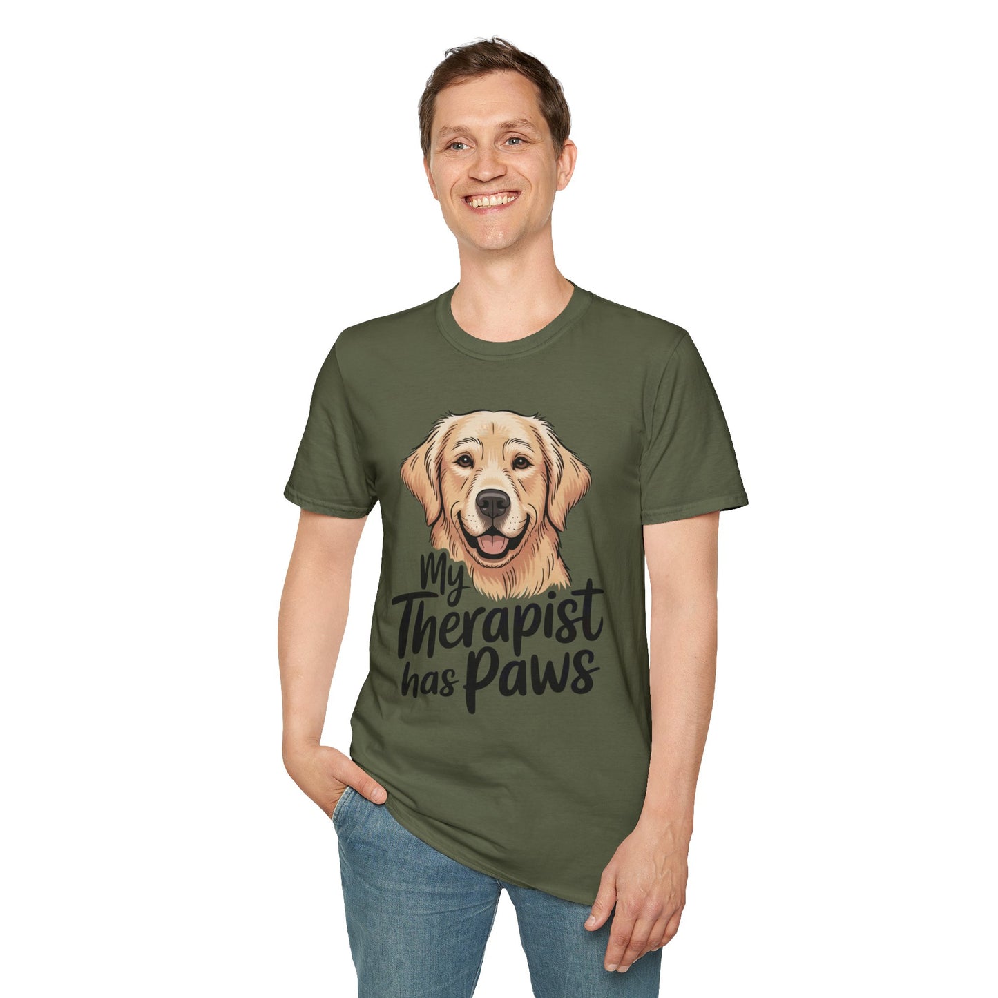 My Therapist Has Paws T-Shirt — Golden Retriever Dog Lover Tee