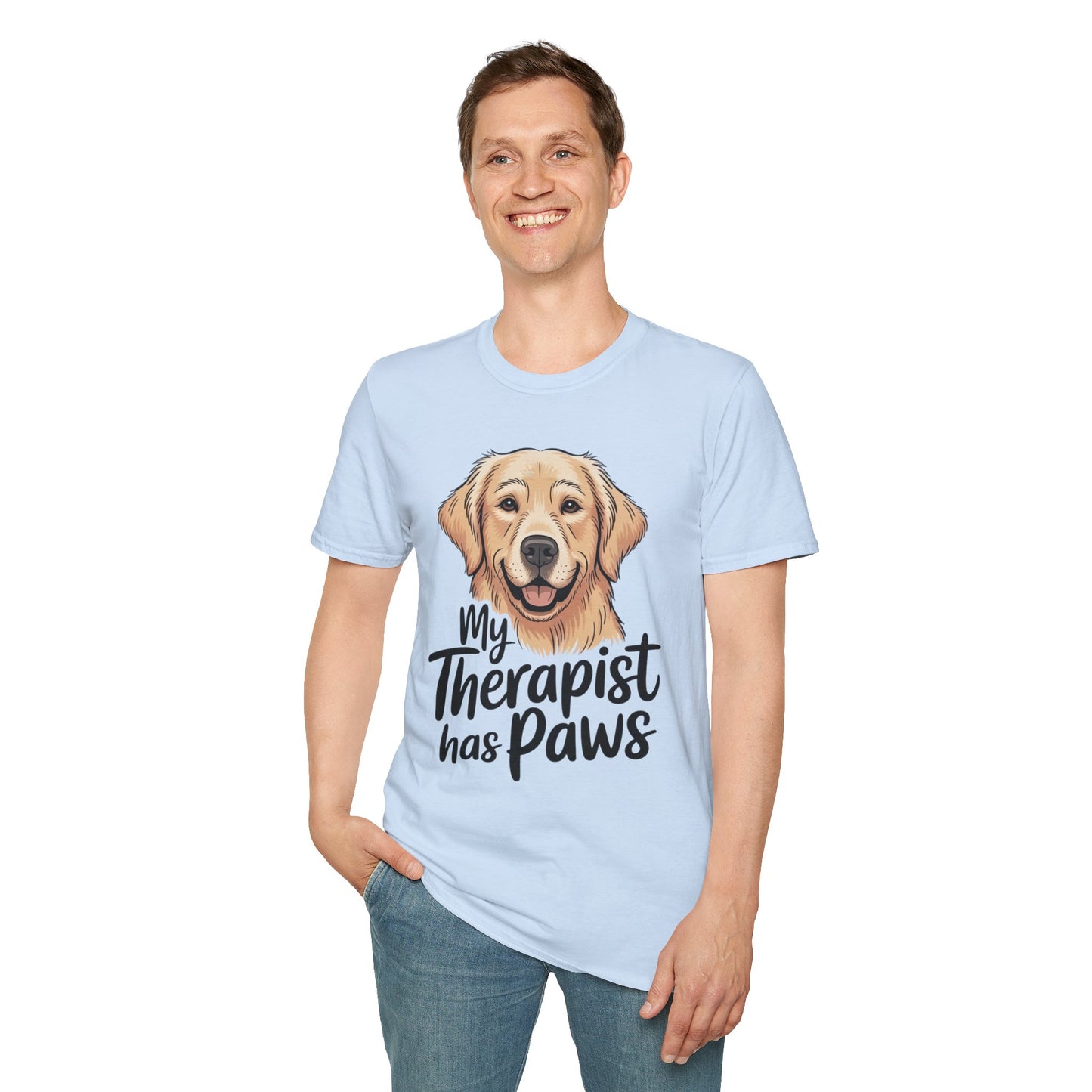 My Therapist Has Paws T-Shirt — Golden Retriever Dog Lover Tee