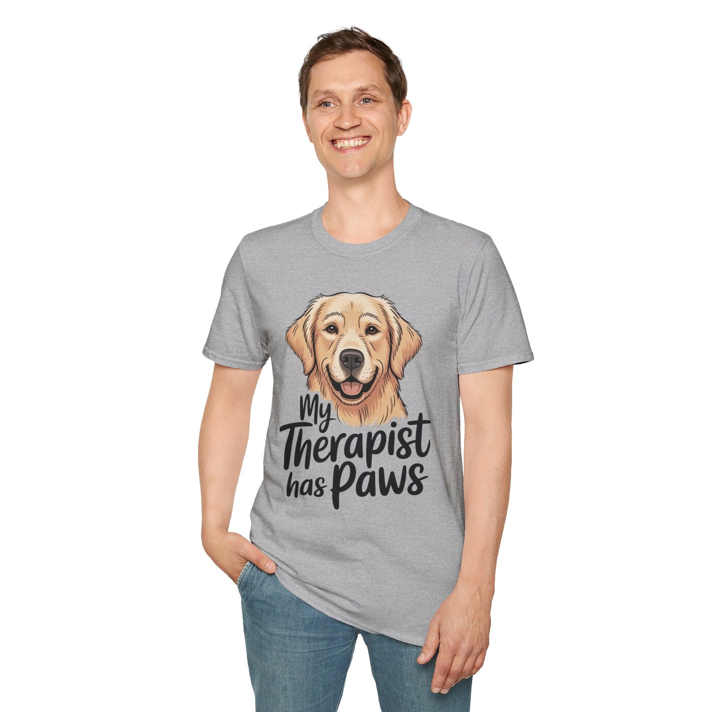 My Therapist Has Paws T-Shirt — Golden Retriever Dog Lover Tee